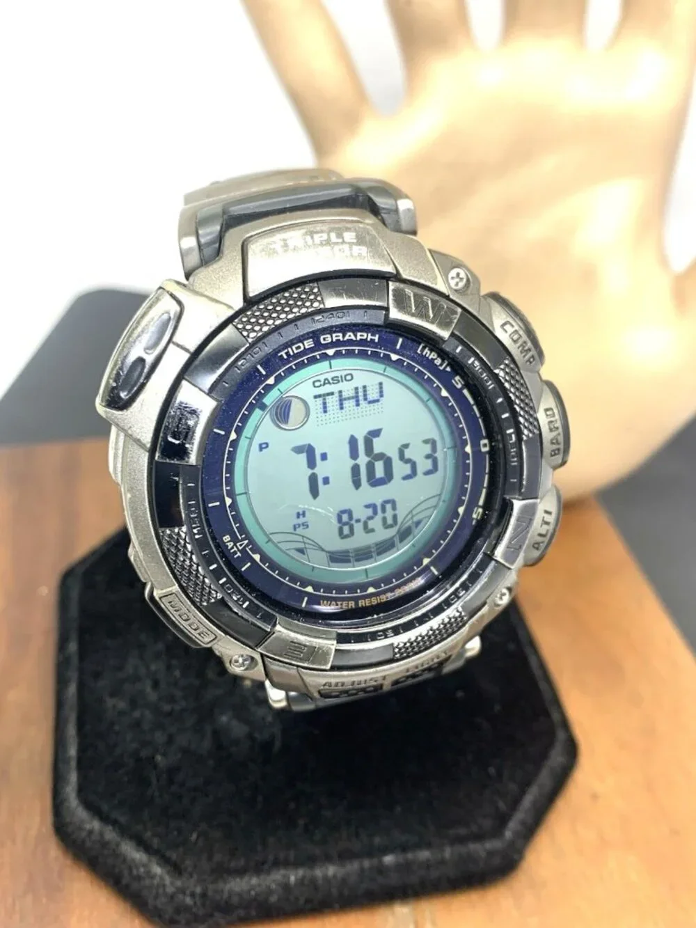 Casio Pro Trek Men's Watch PRG130T Solar Triple Sensor Digital Titanium 3135
